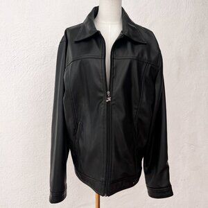 A Collezioni Italian Black Faux Leather Motorcycle Jacket Men’s XL European Chic